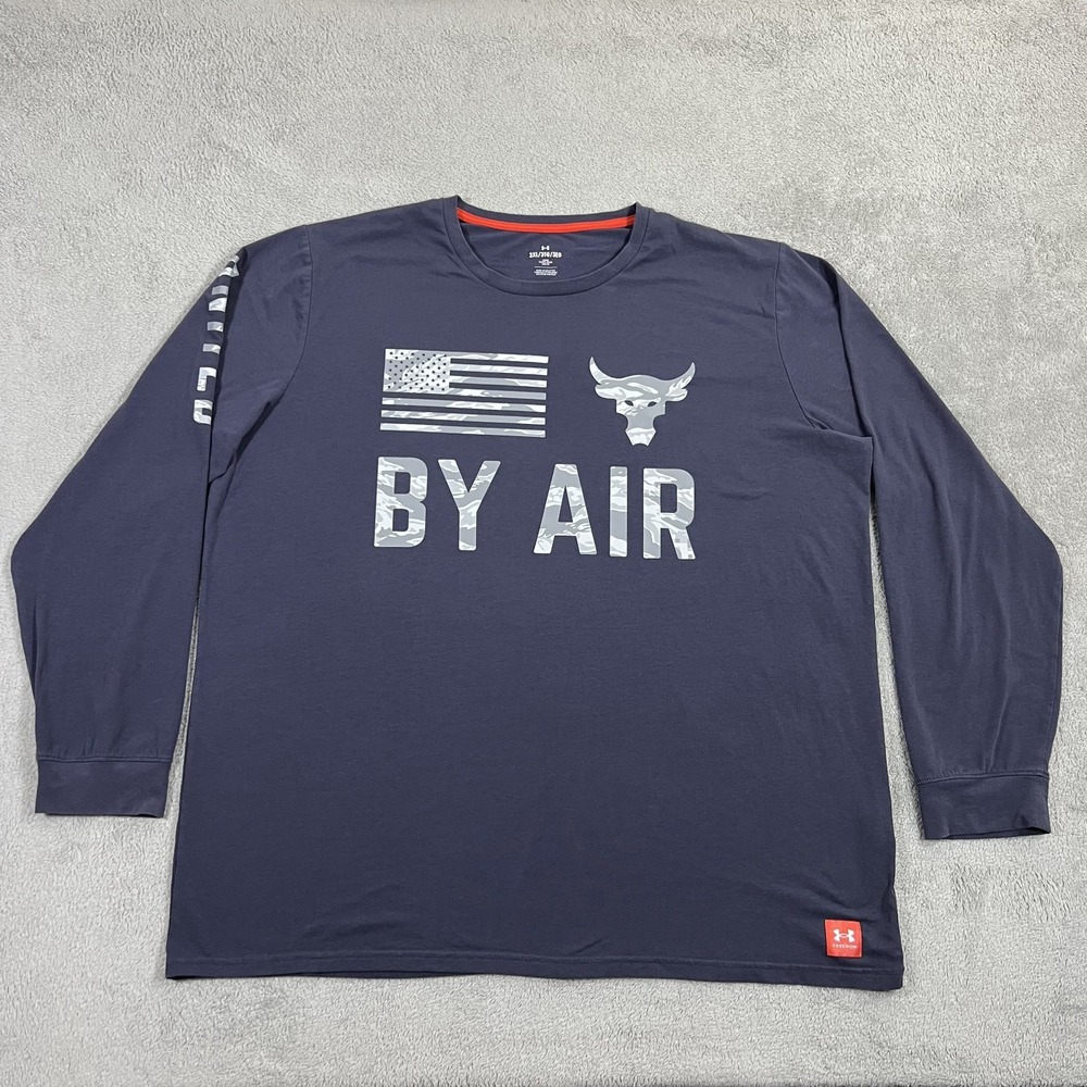 Under Armour Project Rock Shirt Men 3XL Tee United By Air Blue Freedom Gym Loose